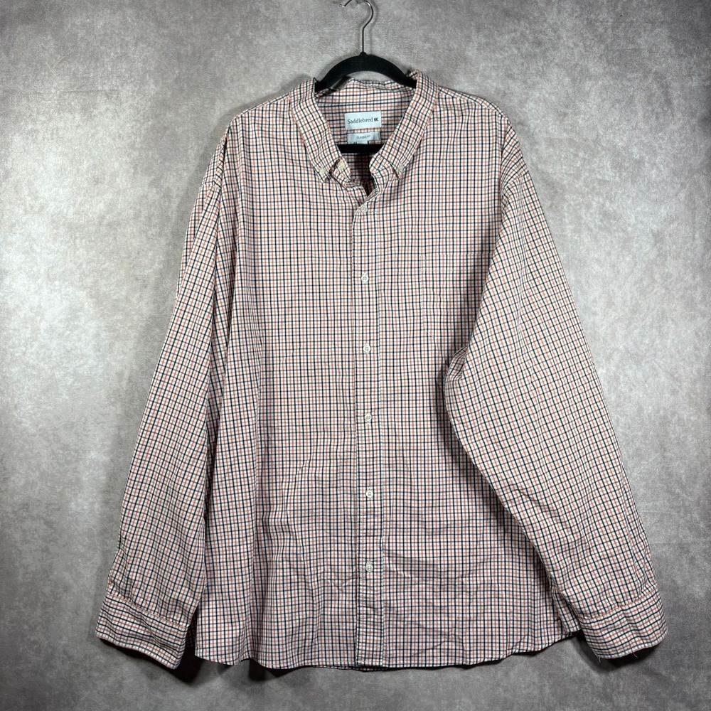 Saddlebred Shirt Mens Size Big 4X Orange Plaid Button Down Classic Fit Casual